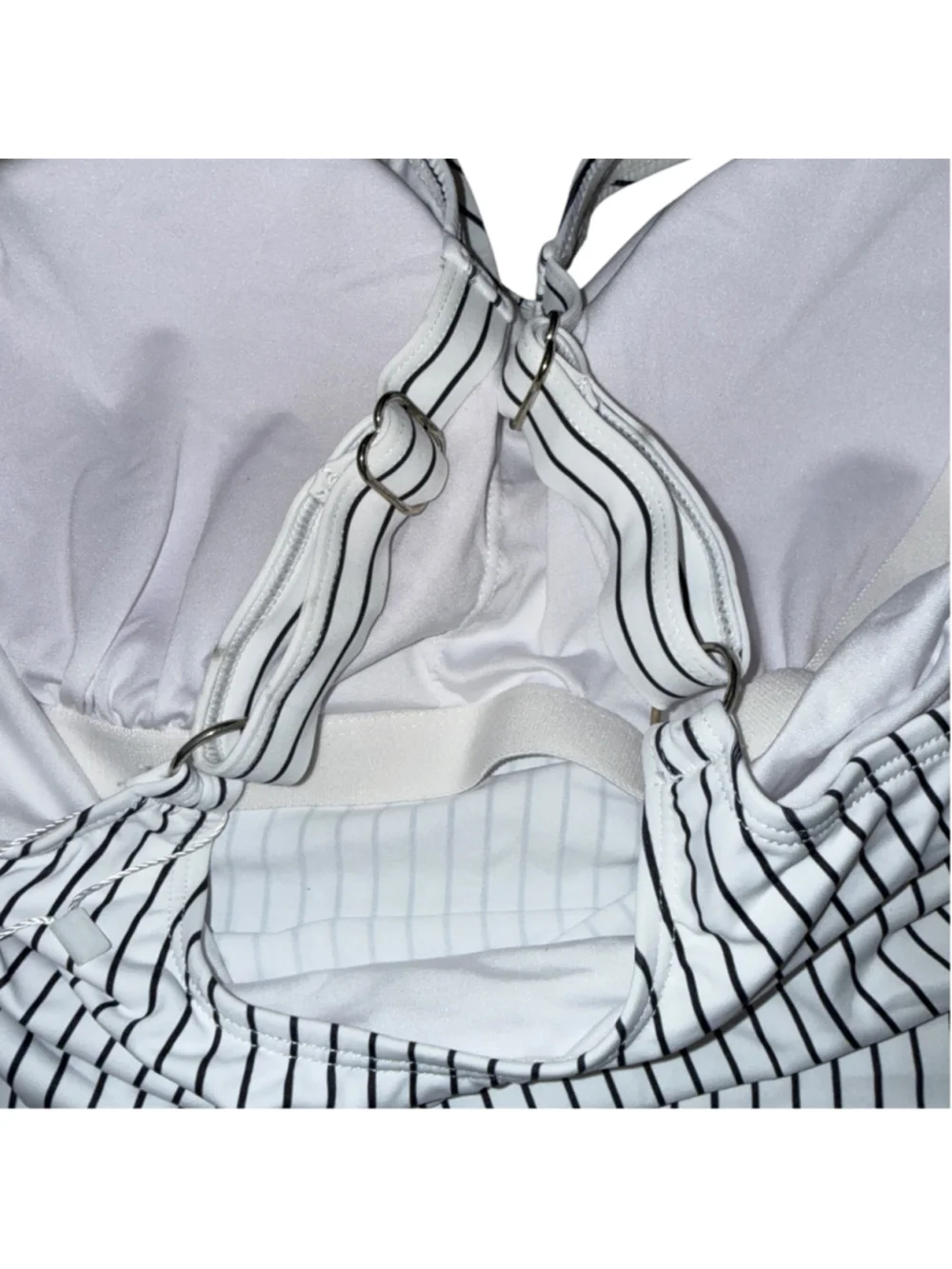 Women's EOMENIE Striped Tankini Swimsuit Set Size L White and Blue